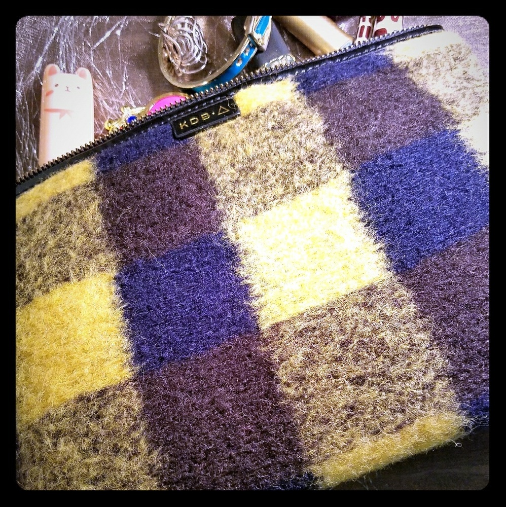 Kelli Dagger plaid commuter clutch/makeup bag